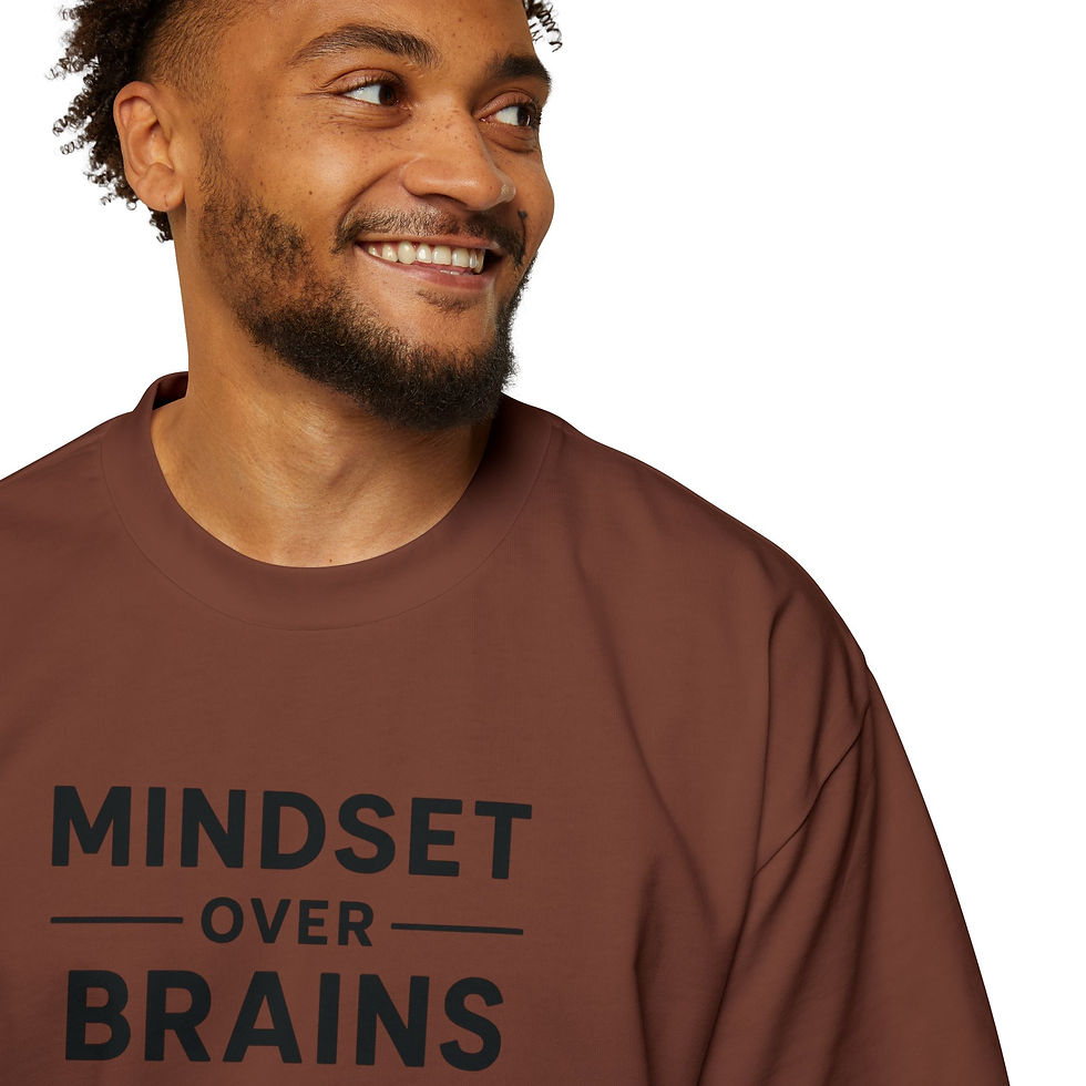 Thumbnail: Mindset Over Brains Tee — Motivational Men's Oversized Graphic Shirt