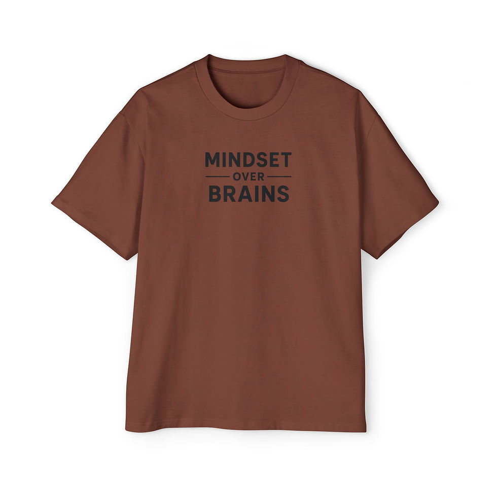 Thumbnail: Mindset Over Brains Tee — Motivational Men's Oversized Graphic Shirt