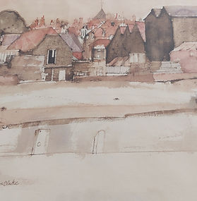 GRAHAM CLARKE, The Strand. Rye, Watercolour, signed, framed, 59 cm x 53 cm