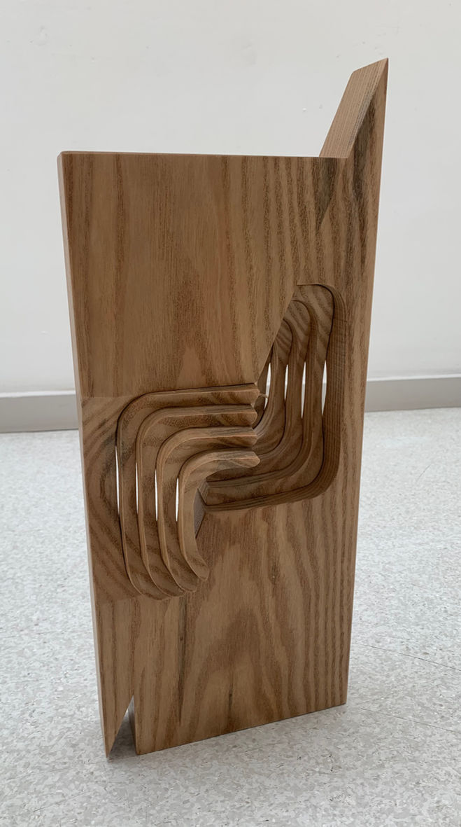 No. 120, tectonic shift, sasafras wood, John North, sculpture