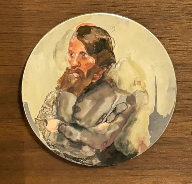 Geraldine Swayne, Fake Ancestor, Beard, enamel on aluminium, £1,200