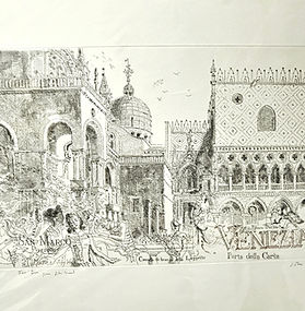 Venezia, 1984, copper plate etching, signed, John Ward