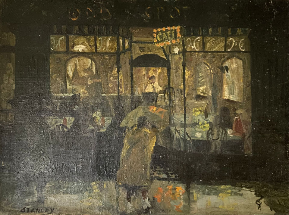Jacqueline Stanley, Odd Spot Café, oil on canvas, circa 1940’s, painting