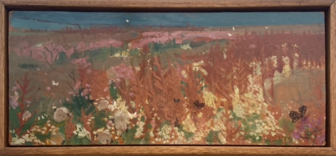 Jacqueline Stanley, Flower Fields With Butterflies, oil