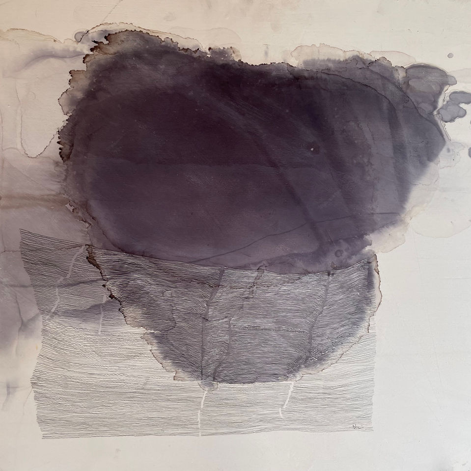 Denise Franklin, This Way, Chalk gesso, pencil drawing and spirit stain on wooden board