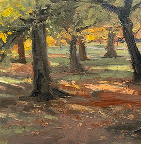 NATASHA COOKE - Autumn, St James Park, 2025, oil on board, signed