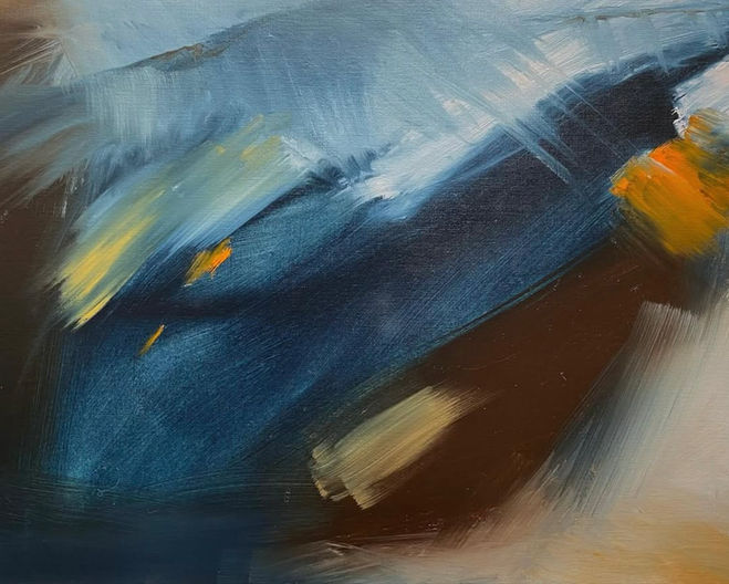 Sally Cole, painting, oil on canvas paper, Rising more slowly