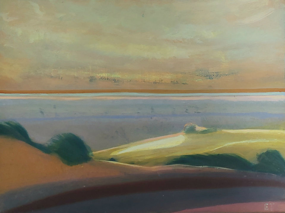 Cliff Walk, oil on board, Emma Turpin, painting