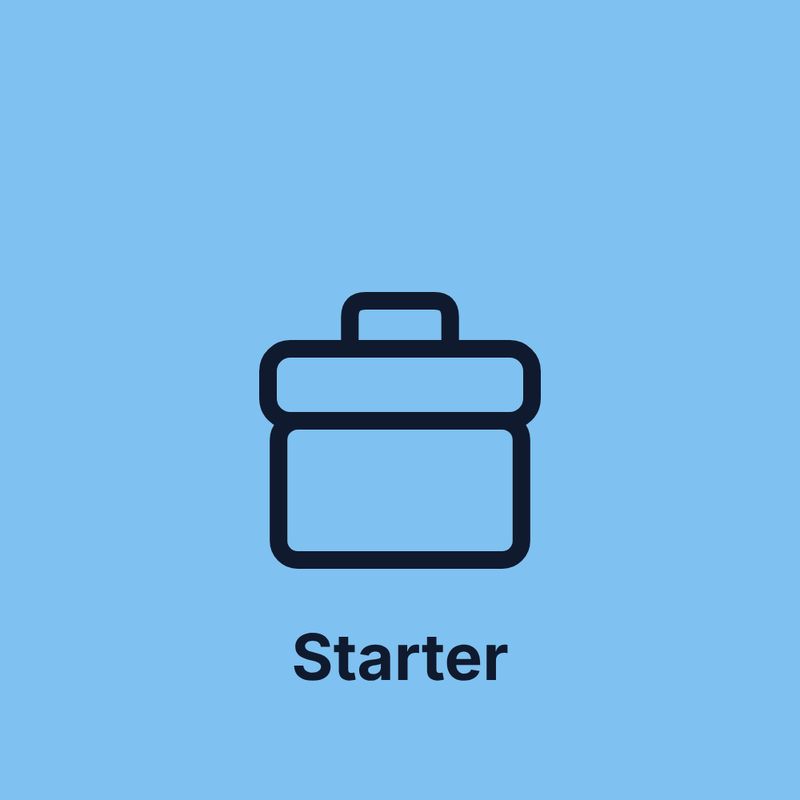 Symbol: Aktenkoffer, Beschriftung Starter
