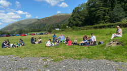 Eating our picnic in a socially distanced manner