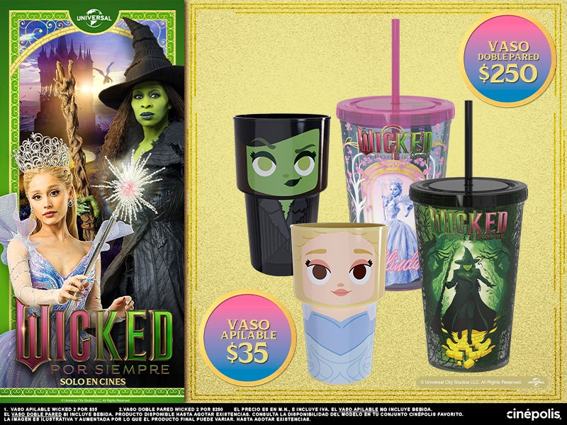 El mundo de Wicked: Por Siempre llega a Cinépolis con una colección especial de vasos