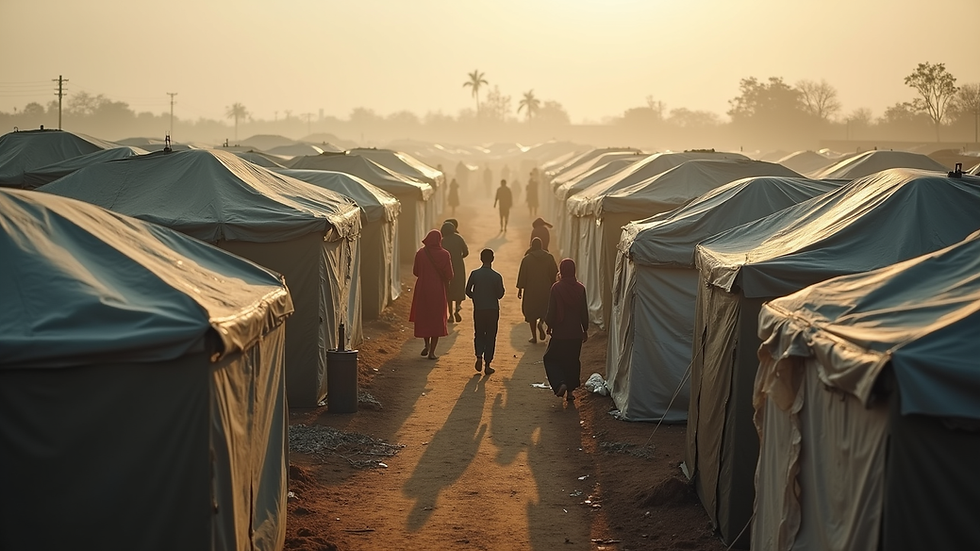 High angle view of Rohingya refugee camp in Bangladesh