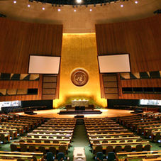 The United Nations General Assembly hall in New York, photographed in 2006.