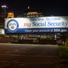 A Social Security Administration sign in downtown Minneapolis.