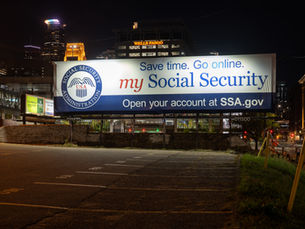 A Social Security Administration sign in downtown Minneapolis.