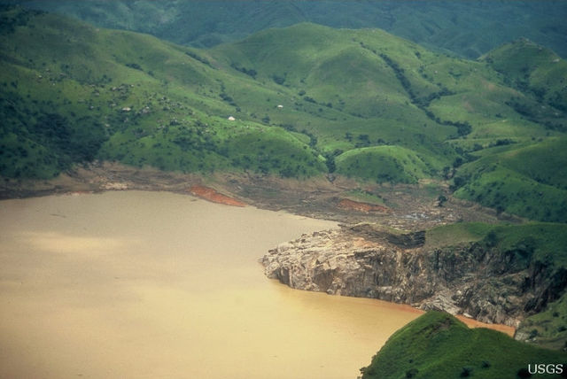 Lake Nyos crater lake in Cameroon photographed after the 1986 disaster