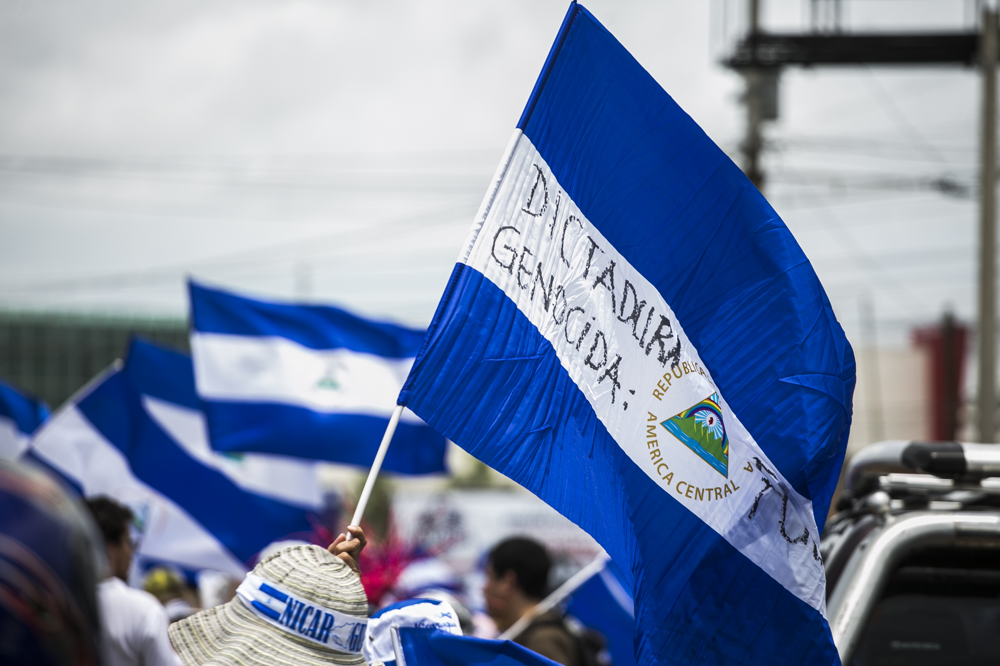 Nicaraguan demonstrators march through Masaya during the 2018 protests.