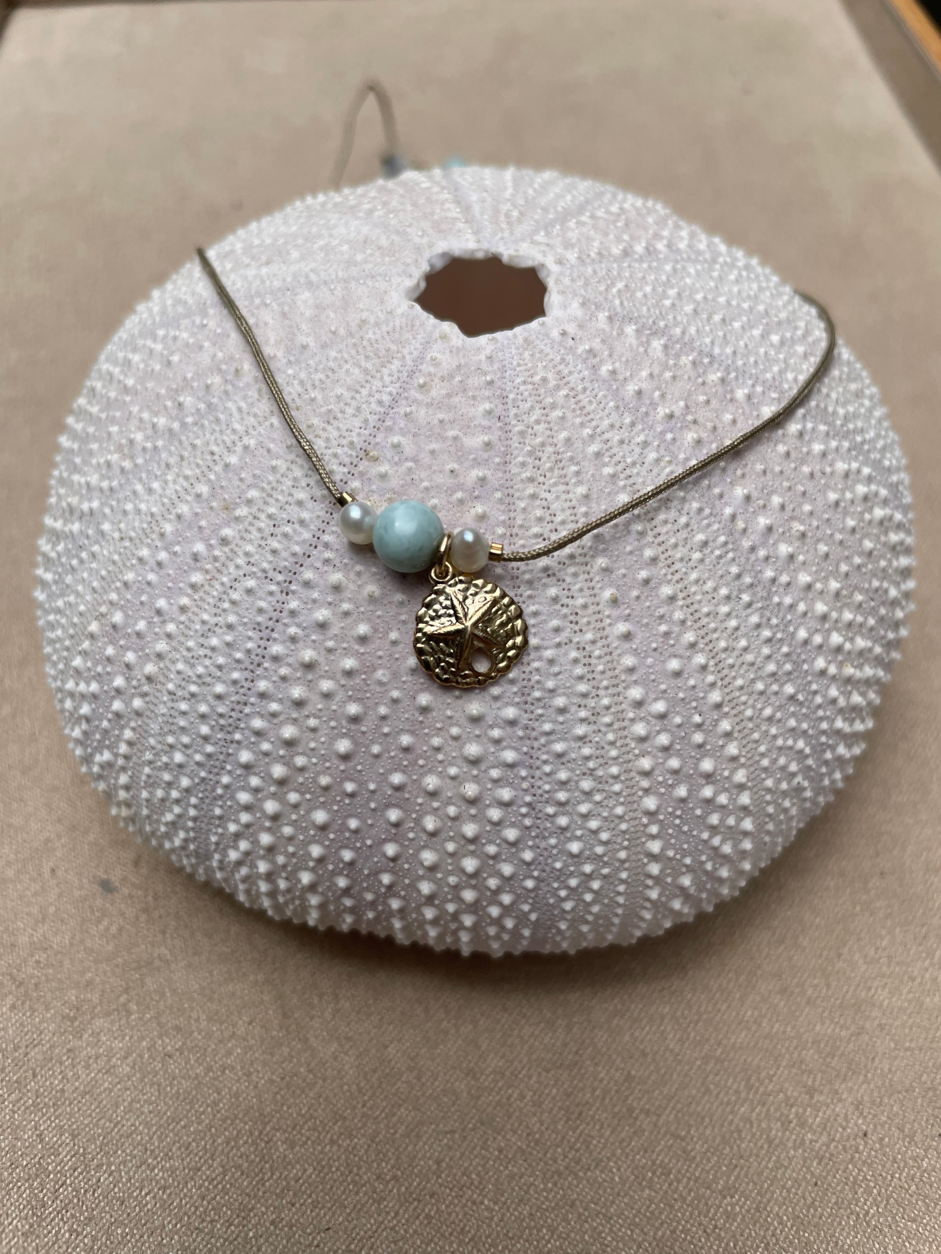 Chevillère Breloque Perle d'eau & Larimar✨⚪️