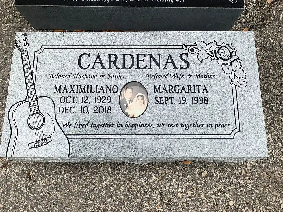 Grey Granite Flat Grave Market with black engraved text