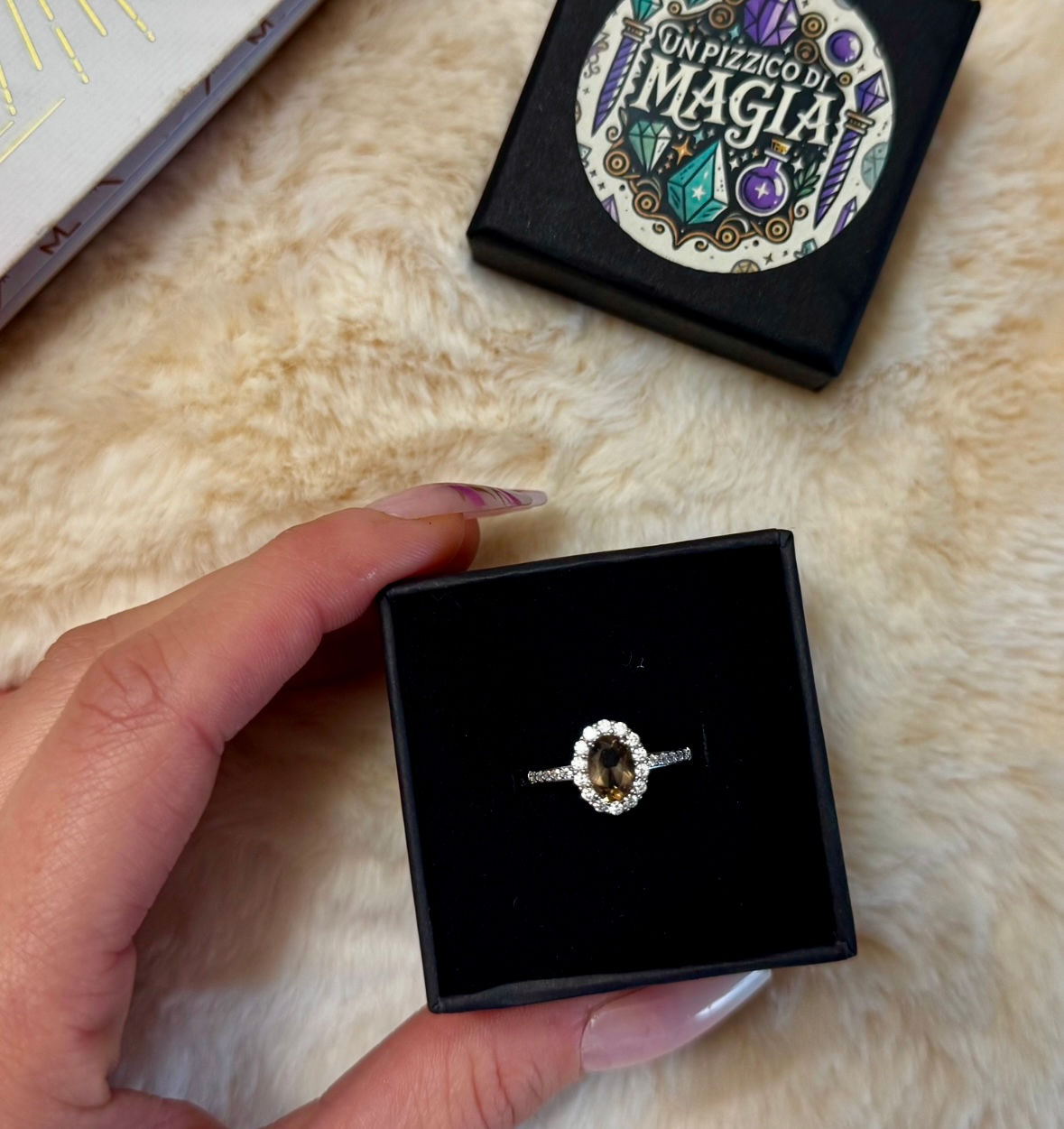 Anello in quarzo fumé