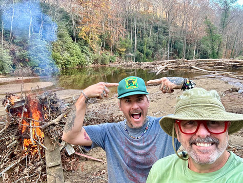 Joey and Scott rebuilding Linwell Falls at Rush Creek after Hurricane Helene