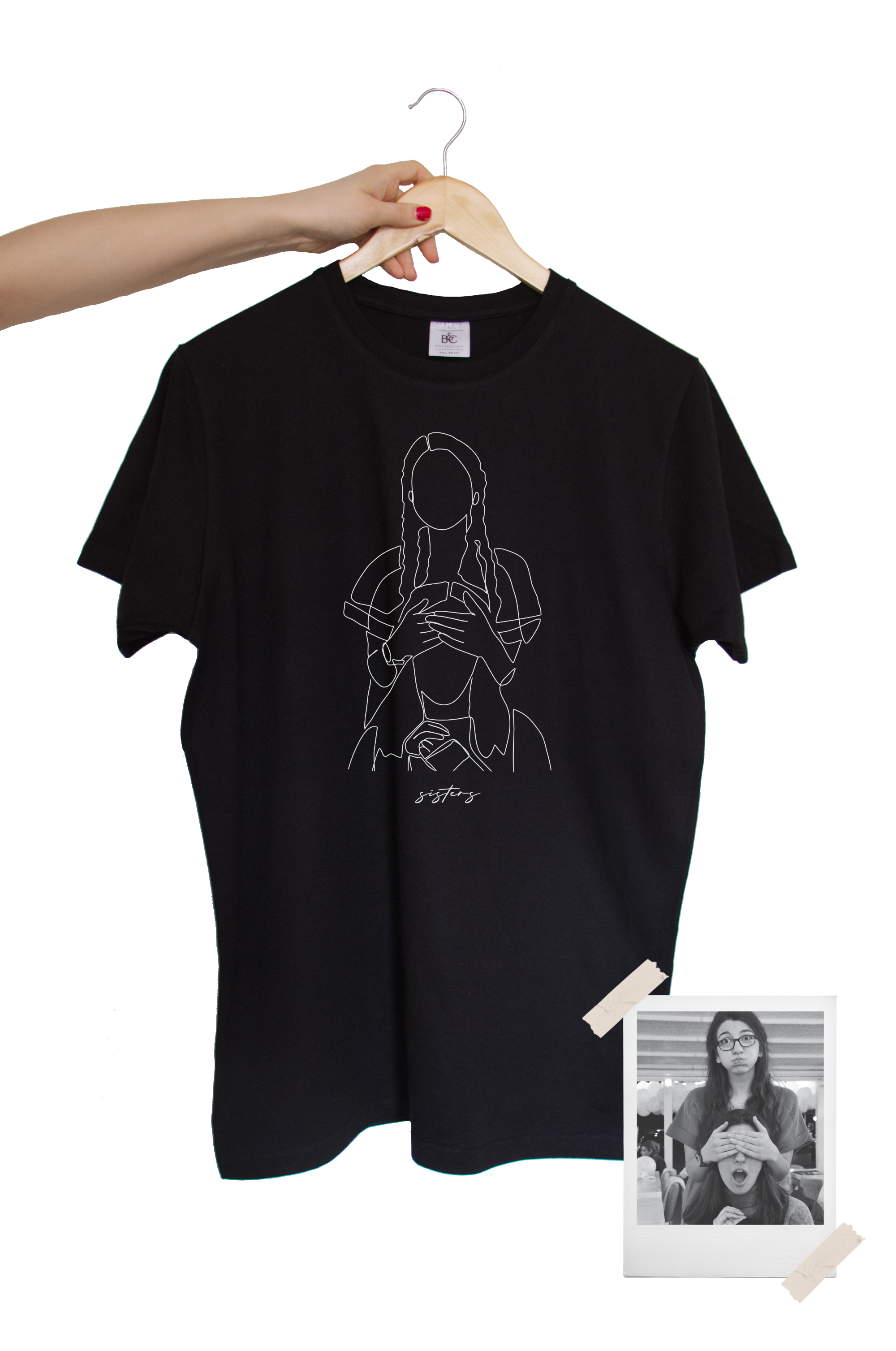 Schwarzes Unisex Shirt mit One Line Art Print