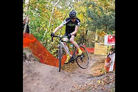 Jack whipping his cross bike in a Belgian Superprestige race.