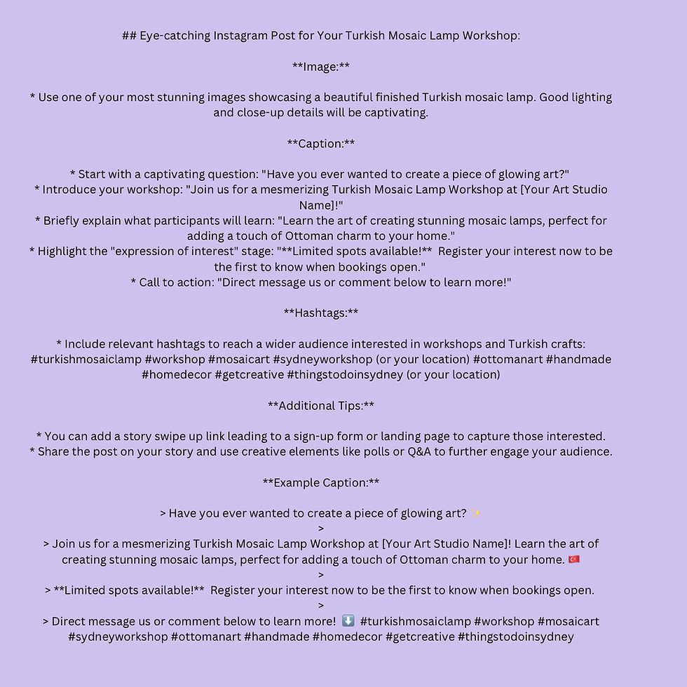 Thumbnail: Turkish Mosaic Lamp Workshop