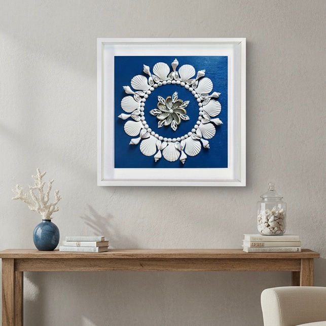 Thumbnail: Finished Art - Shell Design in 20"x20" Shadow Box (SB-406-SD-1597)