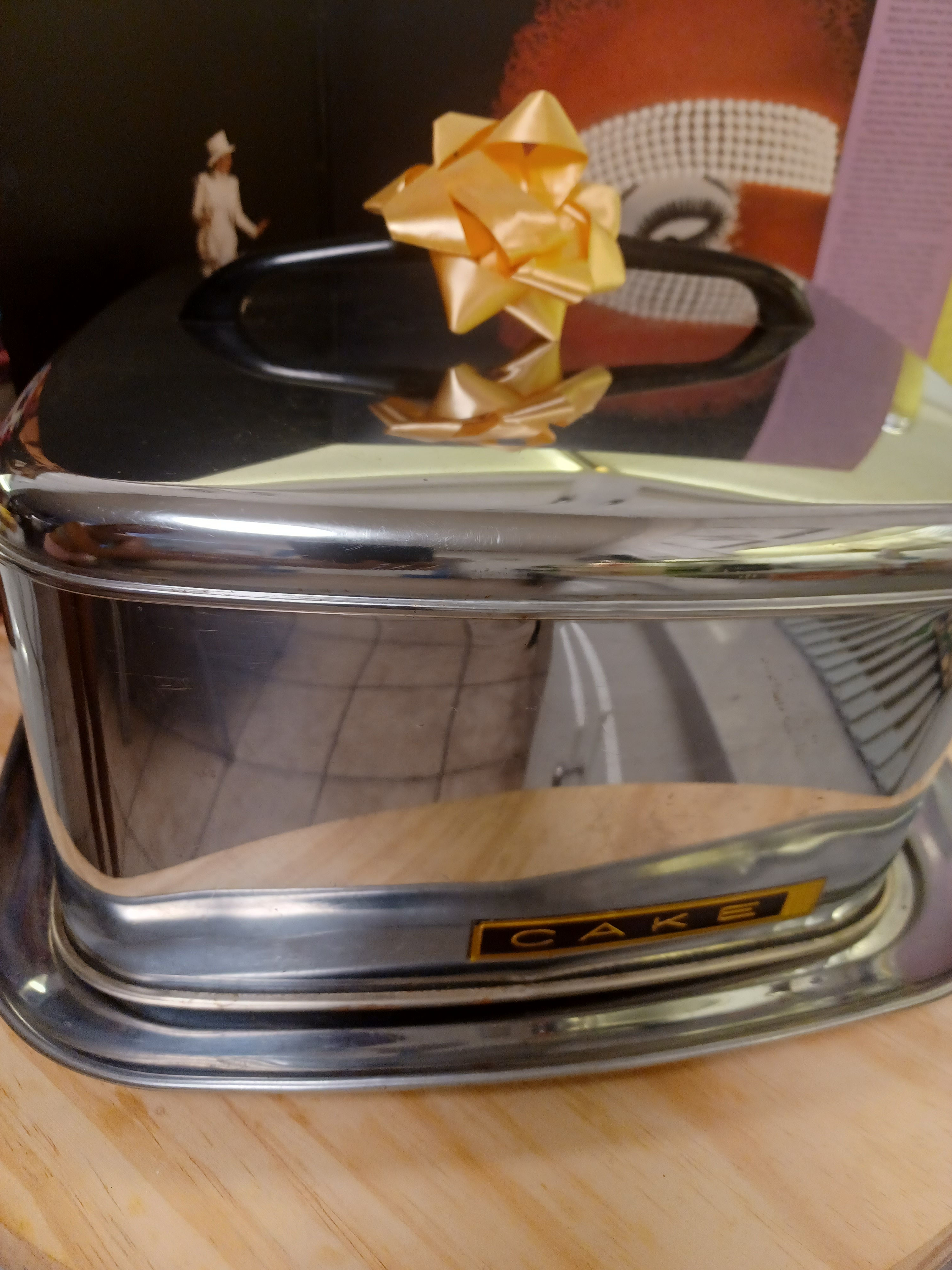 Vintage stainless  steel, metal Cake holder or  pastry cover, server.