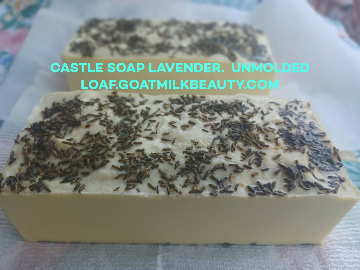Castle Soap with  Lavender essential oil and fresh lavender buds.