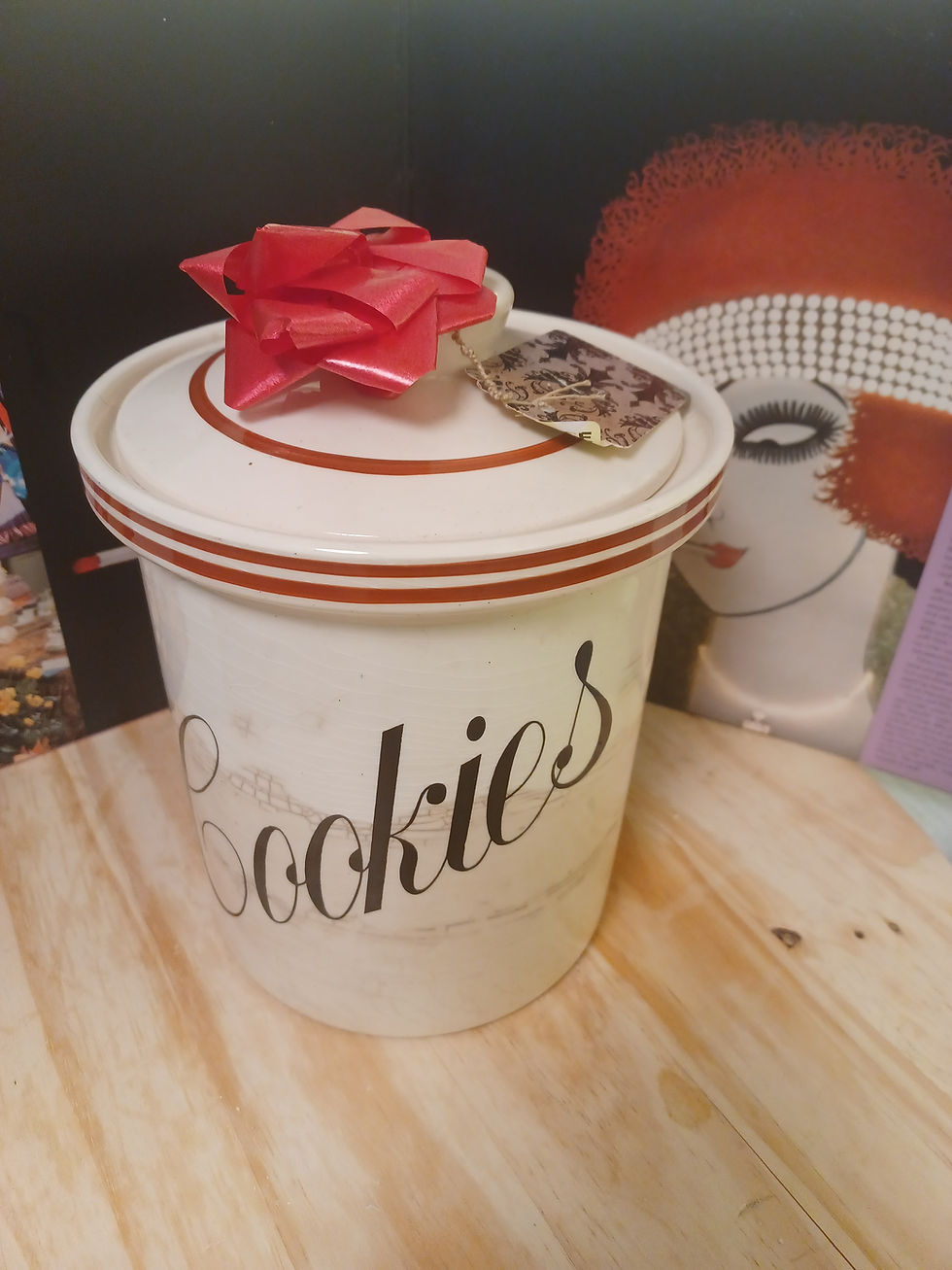 Thumbnail: Vintage  Cookie Jar. Porcelain. cream. original porcelain. 