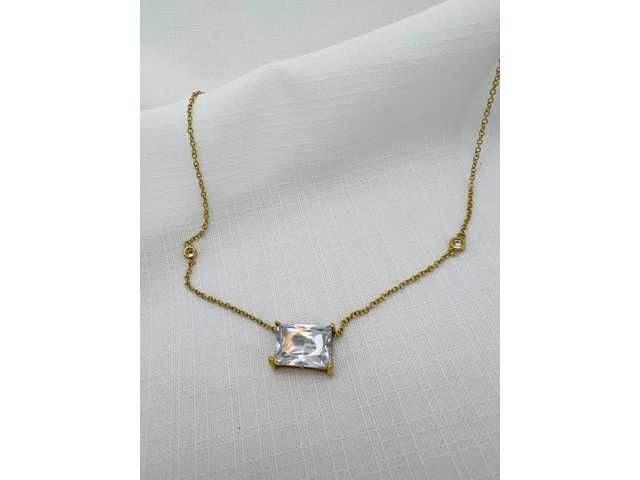 COLAR ZIRCÔNIA QUADRADA 45CM