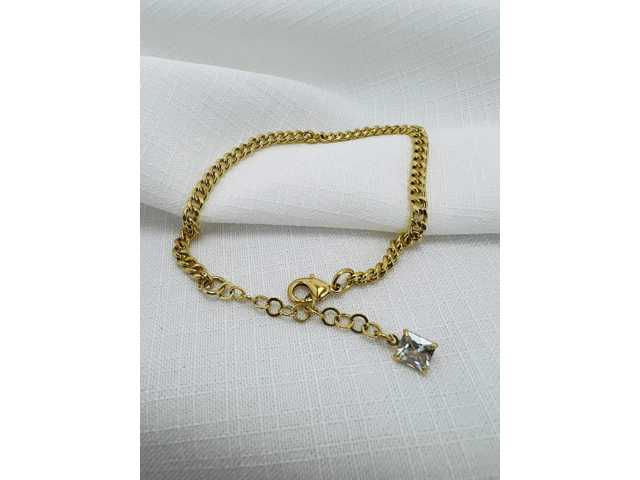 PULSEIRA ELO CARTIER COM ZIRCÔNIA QUADRADA