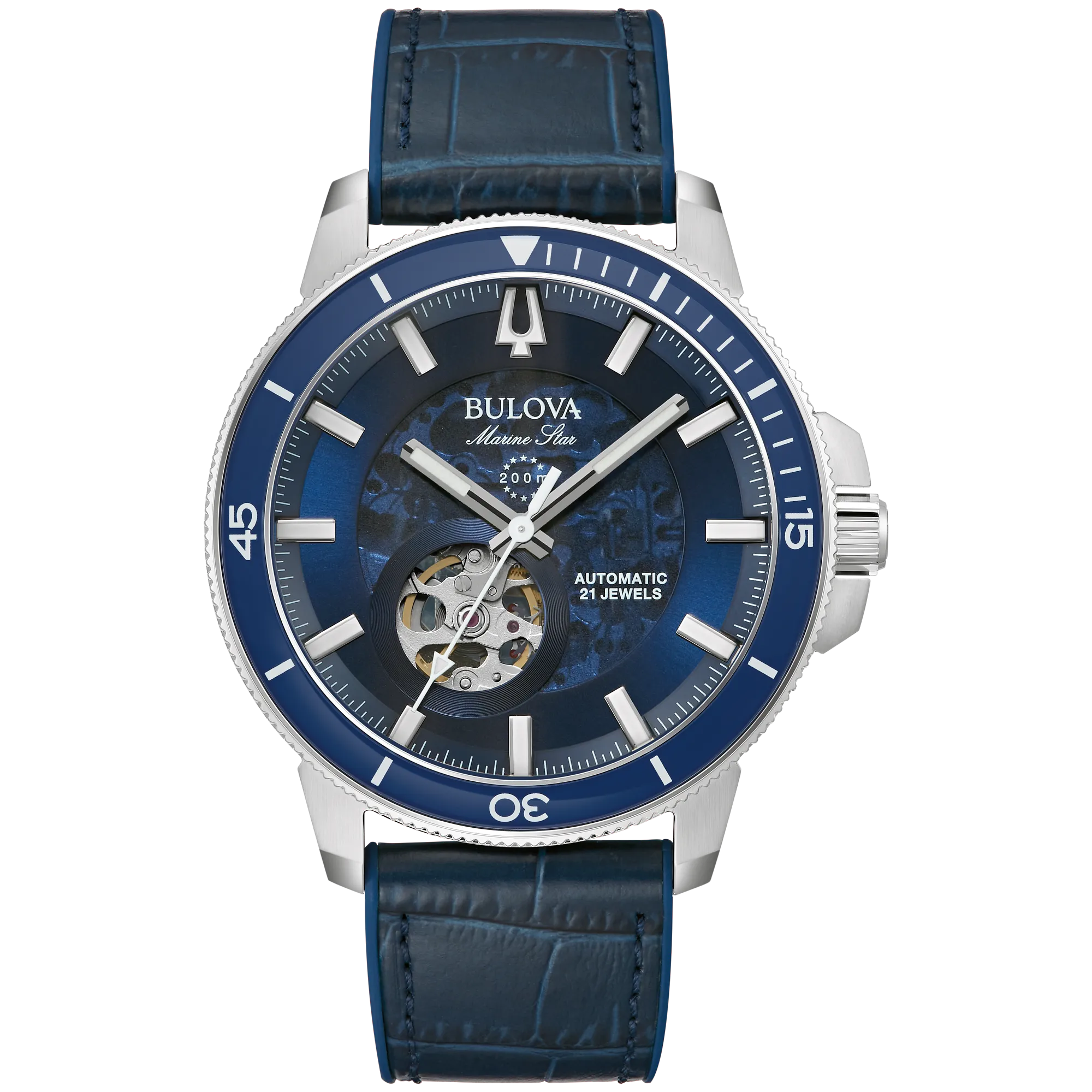 Bulova Marine Star Blue Leather & Silicone