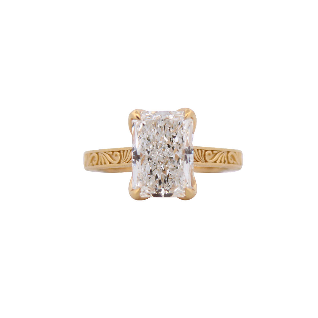 Engraved Design Radiant Solitaire 3.16ct