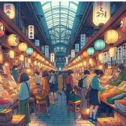 A vibrant market in Osaka.