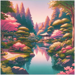 Serene gardens of the shrine.