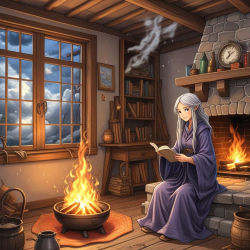 The fire was crackling in the fireplace.