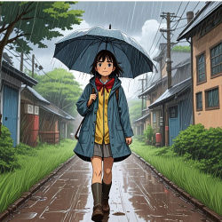 Lily walking as the sky turned cloudy.
