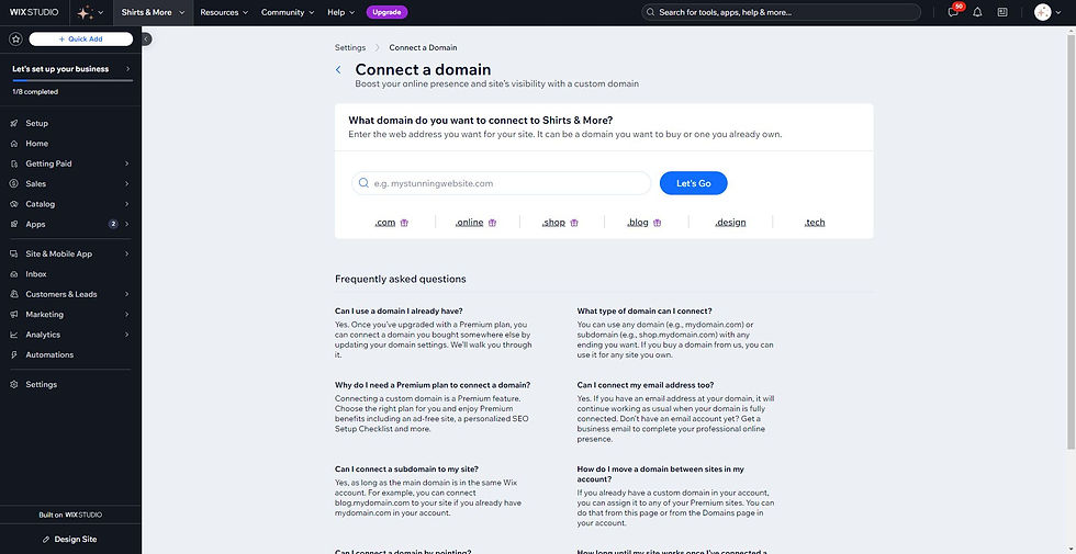 connect domain to wix website