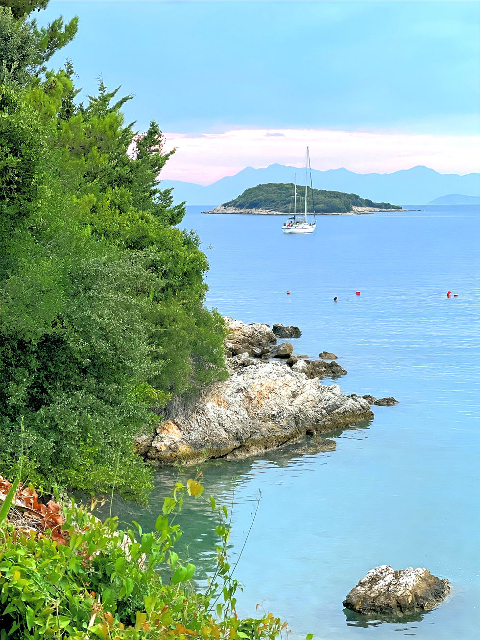 Twin islands captured form Manta Resort gardens