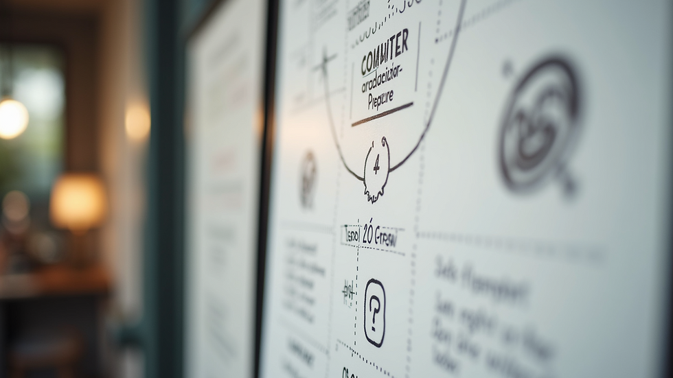 Close-up view of a branding strategy board with notes and sketches