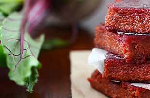 beet brownies made with endive pesto inspired by Belgium