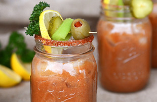 bloody mary made with pickle pesto inspired by Fiji
