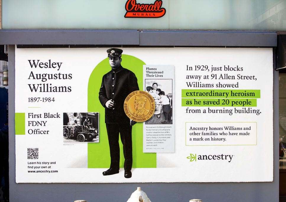 Hand painted advertisement for Ancestry in SoHo, New York