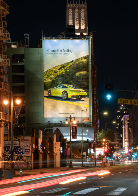 Hand painted advertising mural for Porsche in Los Angeles.