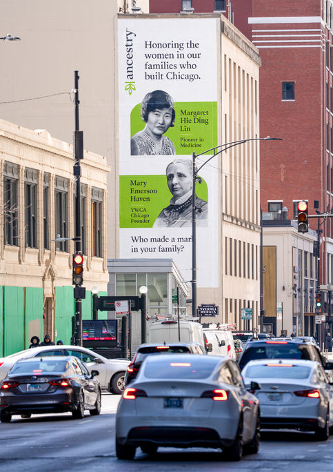 Hand painted advertisement for Ancestry in River North, Chicago