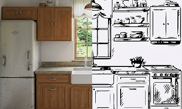 cocina integral e ilustración 