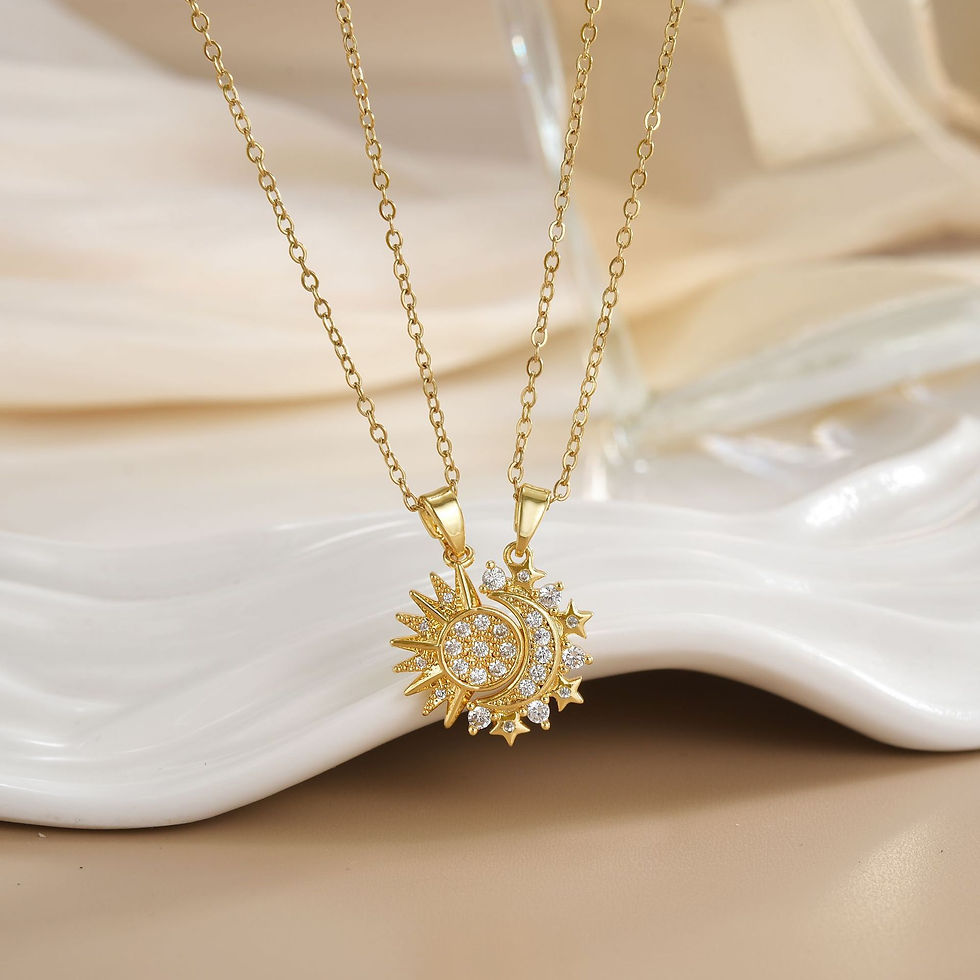 Thumbnail: LATS New Stainless Steel Magnetic Sun Moon Couple Necklace Fashion Chain for Men